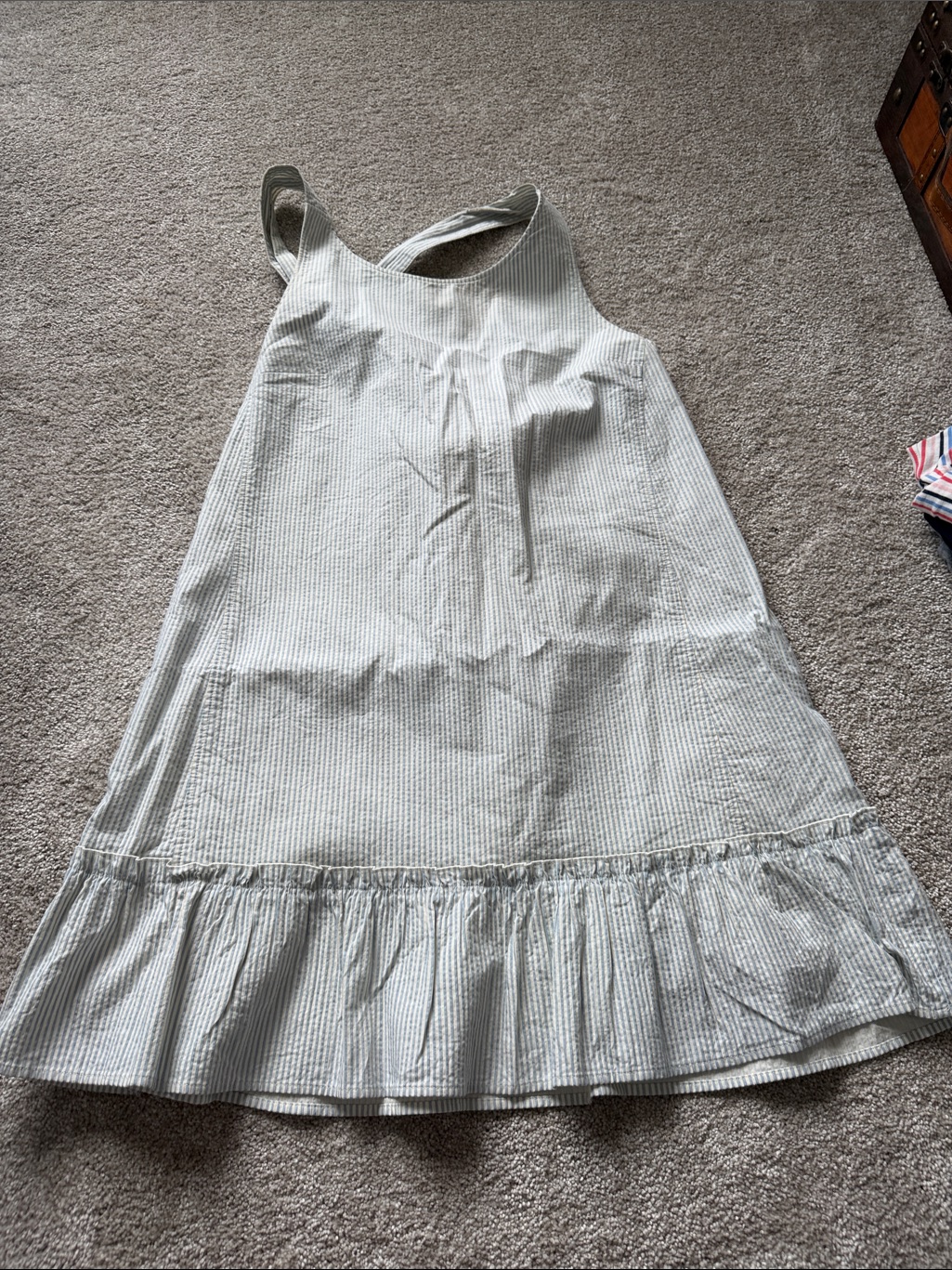 Sezane White And Light Blue Striped Tie-Back Sundress